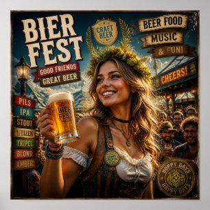 Poster voor het vieren van een vintage bierfestiva