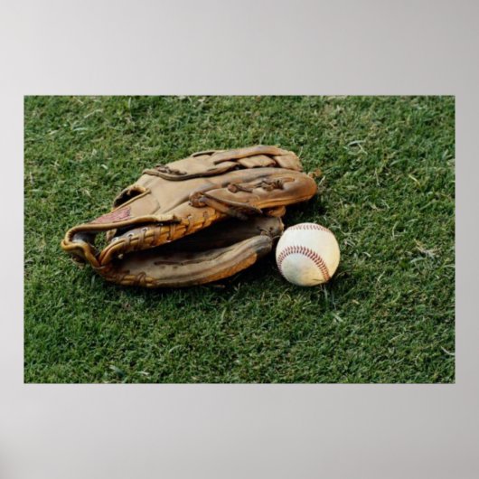 Poster voor honkbal en honkbal handschoen (Voorkant)