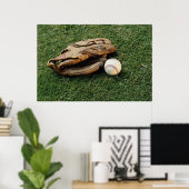 Poster voor honkbal en honkbal handschoen (Thuiskantoor)