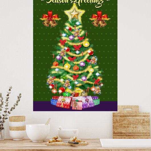 Poster voor kerstmis met kerstbomen (Keuken)