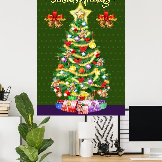 Poster voor kerstmis met kerstbomen (Thuiskantoor)