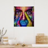 poster voor kleurloopregenboogverfmaskerportret (Keuken)