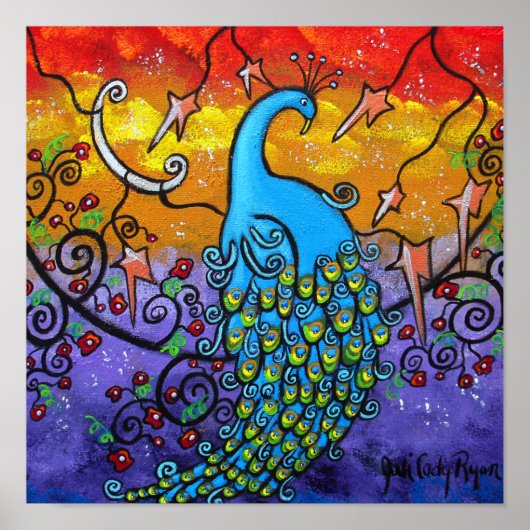 Poster voor kleurrijke pacock (Voorkant)