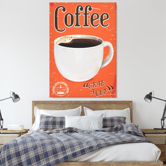 Poster voor koffie canvas afdruk (Insitu (Slaapkamer))