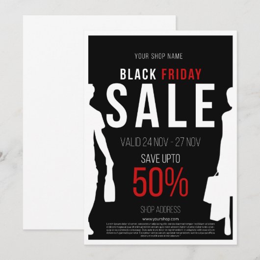 Poster voor korting op verkoop op zwarte vrijdag kaart (Voorkant / Achterkant)