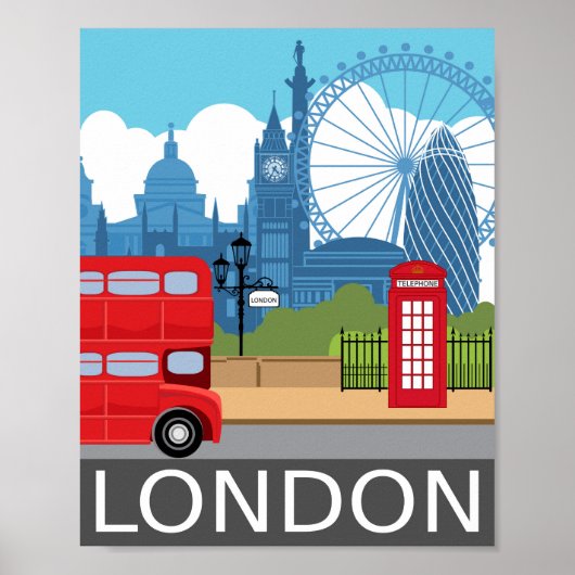 Poster voor kunstdrukretro uit Londen (Voorkant)