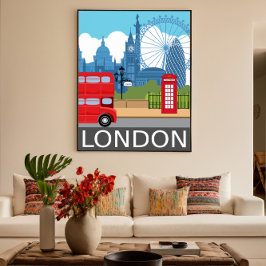 Poster voor kunstdrukretro uit Londen