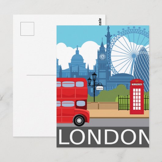 Poster voor kunstdrukretro uit Londen Briefkaart (Voorkant / Achterkant)