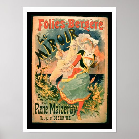 Poster voor "Le Miroir" in de Folies-Bergere, een  (Voorkant)