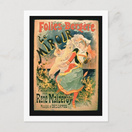 Poster voor "Le Miroir" in de Folies-Bergere, een  Briefkaart (Voorkant)