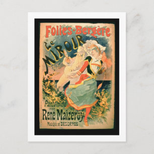 Poster voor "Le Miroir" in de Folies-Bergere, een  Briefkaart