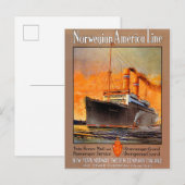 Poster voor lijnreizen tussen Noorwegen en Amerika Briefkaart (Voorkant / Achterkant)