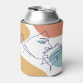 poster voor lijntekenkunst drink koffie blikjeskoeler (Blikje Voorkant)