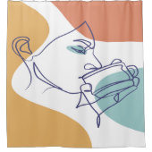poster voor lijntekenkunst drink koffie douchegordijn (Voorkant)