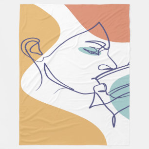 poster voor lijntekenkunst drink koffie fleece deken