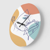 poster voor lijntekenkunst drink koffie grote klok (Hoek)