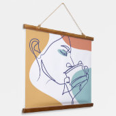 poster voor lijntekenkunst drink koffie hangend wandkleed (Gebogen)