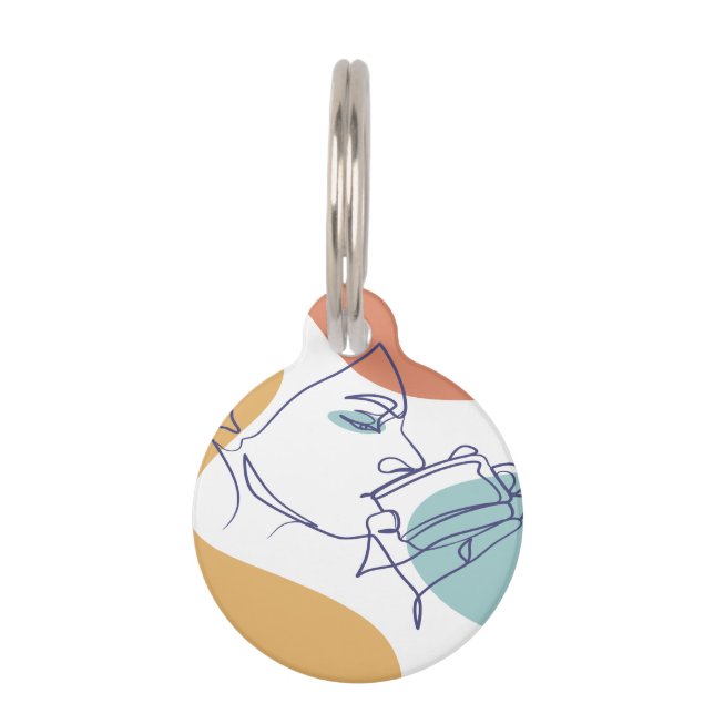 poster voor lijntekenkunst drink koffie huisdierpenning (Voorkant)