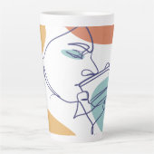 poster voor lijntekenkunst drink koffie latte mok (Voorkant)