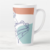 poster voor lijntekenkunst drink koffie latte mok (Rechts)