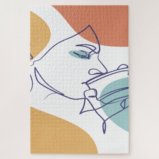 poster voor lijntekenkunst drink koffie legpuzzel (Verticaal)