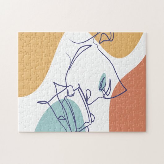 poster voor lijntekenkunst drink koffie legpuzzel (Horizontaal)