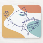 poster voor lijntekenkunst drink koffie muismat (Voorkant)