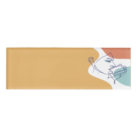 poster voor lijntekenkunst drink koffie naambadge (Voorkant)