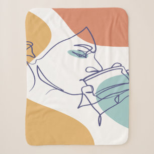 poster voor lijntekenkunst drink koffie sherpa deken