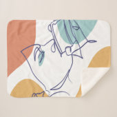 poster voor lijntekenkunst drink koffie sherpa deken (Voorkant (horizontaal))