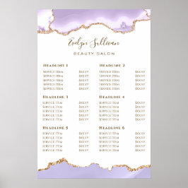 Poster voor lijst met prijzen voor lavender Agate