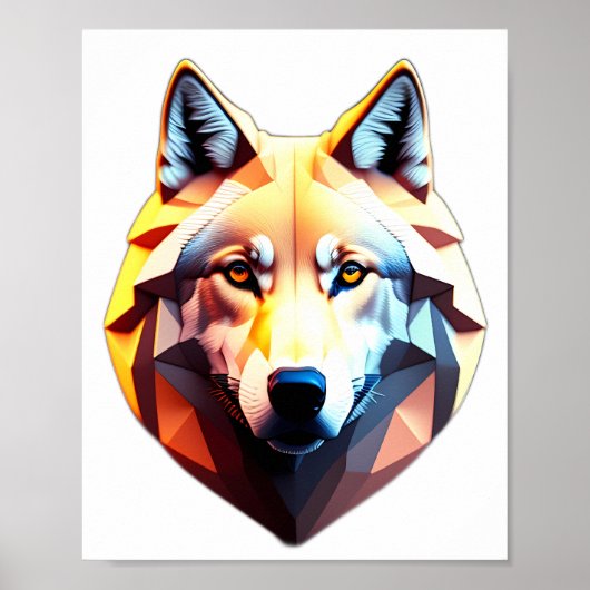 Poster voor low Poly Wolf Face-ontwerp (Voorkant)