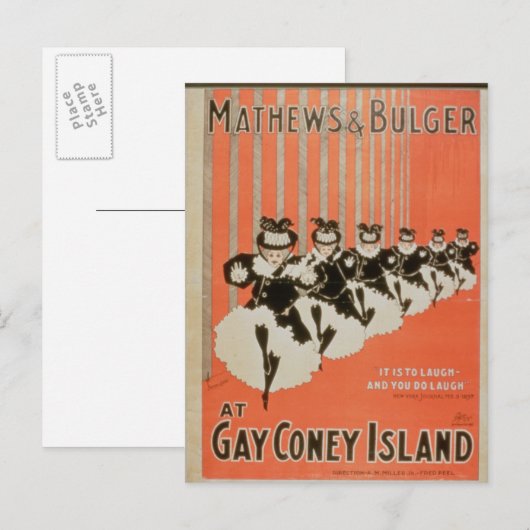 Poster voor 'Mathews & Bulger' op Gay Coney Island Briefkaart (Voorkant / Achterkant)