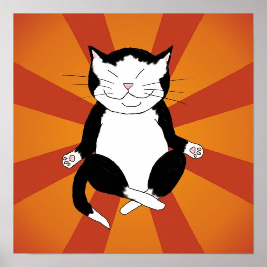 Poster voor Meditatie Tuxedo Kat (Voorkant)