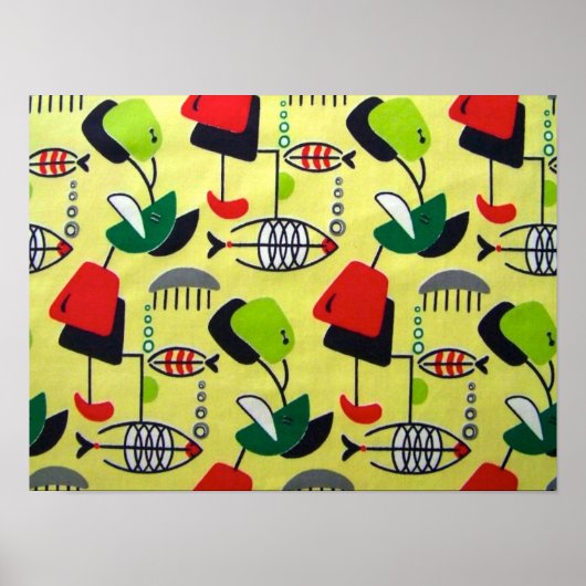 Poster voor middeleeuwse moderne atoomvisontwerpen (Voorkant)