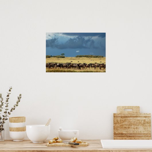 Poster voor migratie van blauwe wildebeest (gnu),  (Keuken)