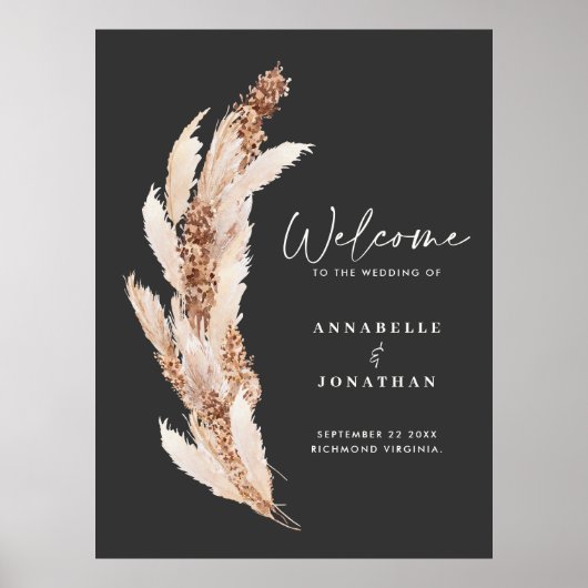 Poster voor moderne pampas-grassen bruiloft (Voorkant)