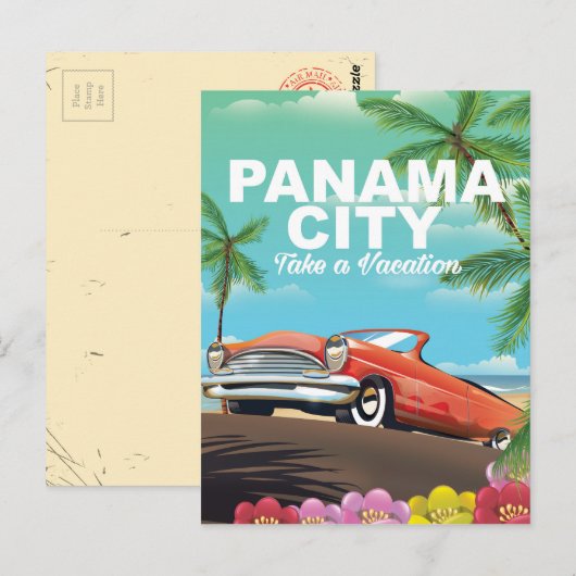 poster voor oldtimers in panama briefkaart (Voorkant / Achterkant)