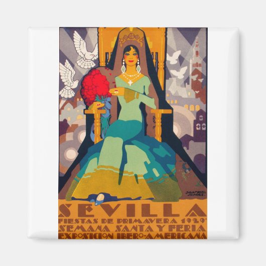 poster voor oldtimers sevilla spanje magneet (Voorkant)