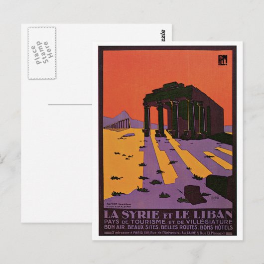 Poster voor oldtimers van La Syrie en Le Liban Briefkaart (Voorkant / Achterkant)