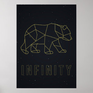 Poster voor oneinigheden, geel origami beer