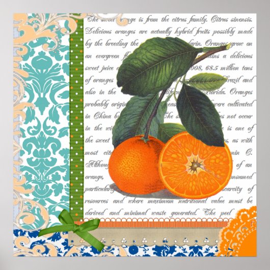 Poster voor Oranje fruit keukenkunst (Voorkant)