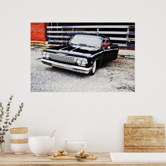 Poster voor oude en klassieke zwarte impala (Keuken)