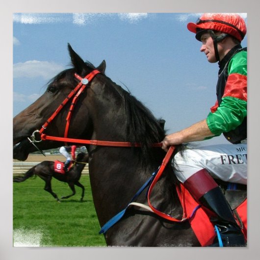 Poster voor paarden en jockey (Voorkant)