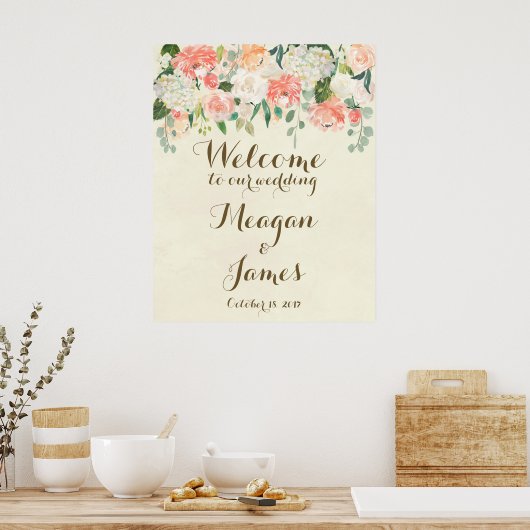 poster voor perzikflorale bruiloft (Keuken)