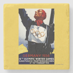 poster voor reclame voor de Olympische Winterspele Stenen Onderzetter