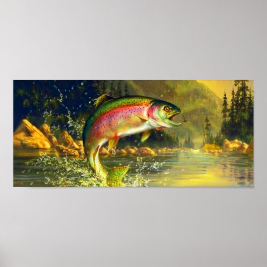 Poster voor regenboogrivieren Trout Jumping (Voorkant)