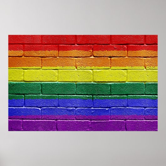Poster voor regenboogvlagbrick-muur (Voorkant)
