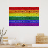 Poster voor regenboogvlagbrick-muur (Keuken)