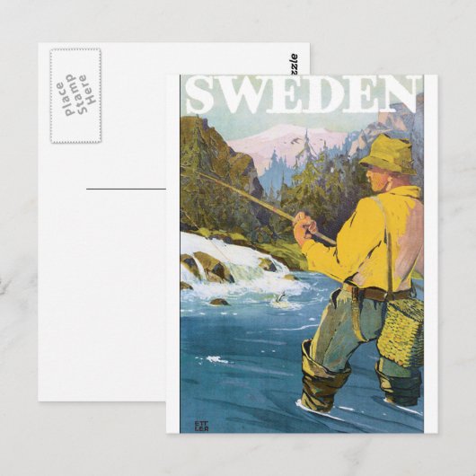 Poster voor reizen door Zweden Briefkaart (Voorkant / Achterkant)